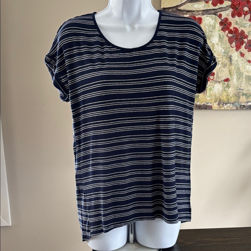 Hippie Rose zip back striped short sleeve shirt